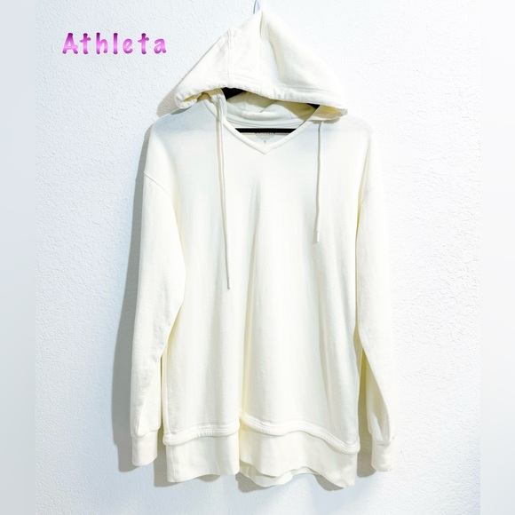 Athleta Tops - Athleta Off white Ivory Hooded Longline Sweatshirt Woman’s XS